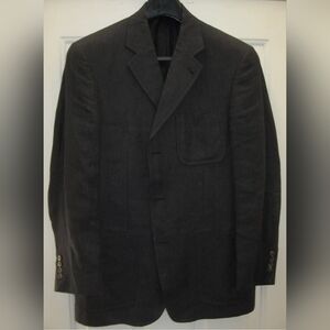 BROOKS BROTHERS 346 MEN'S NAVY BLUE HERRINGBONE LINEN SPORTS JACKET SIZE 41 L
